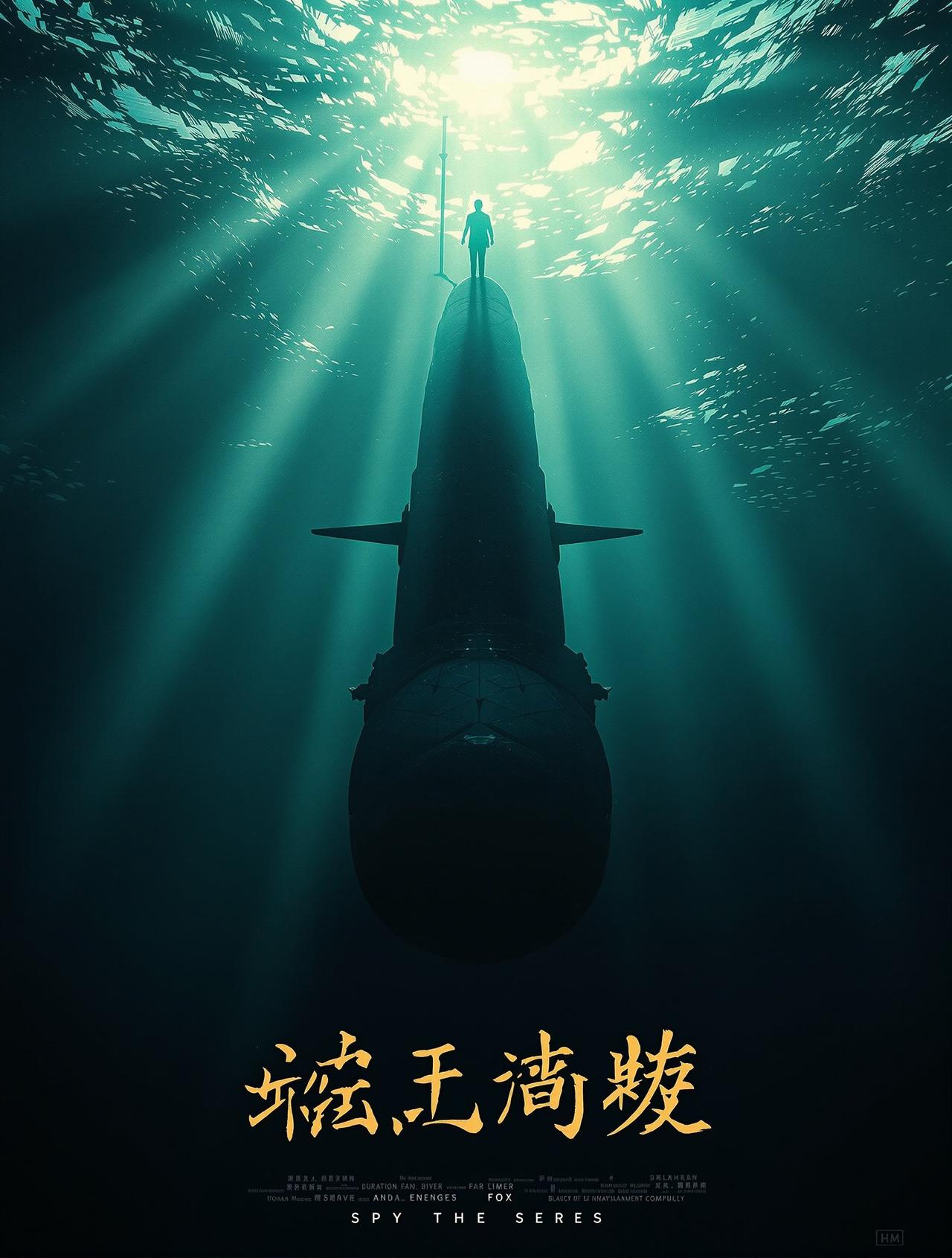 《深渊回响》悬疑惊悚电影海报,深海暗流中若隐若现的神秘光影与潜水器交错的画面